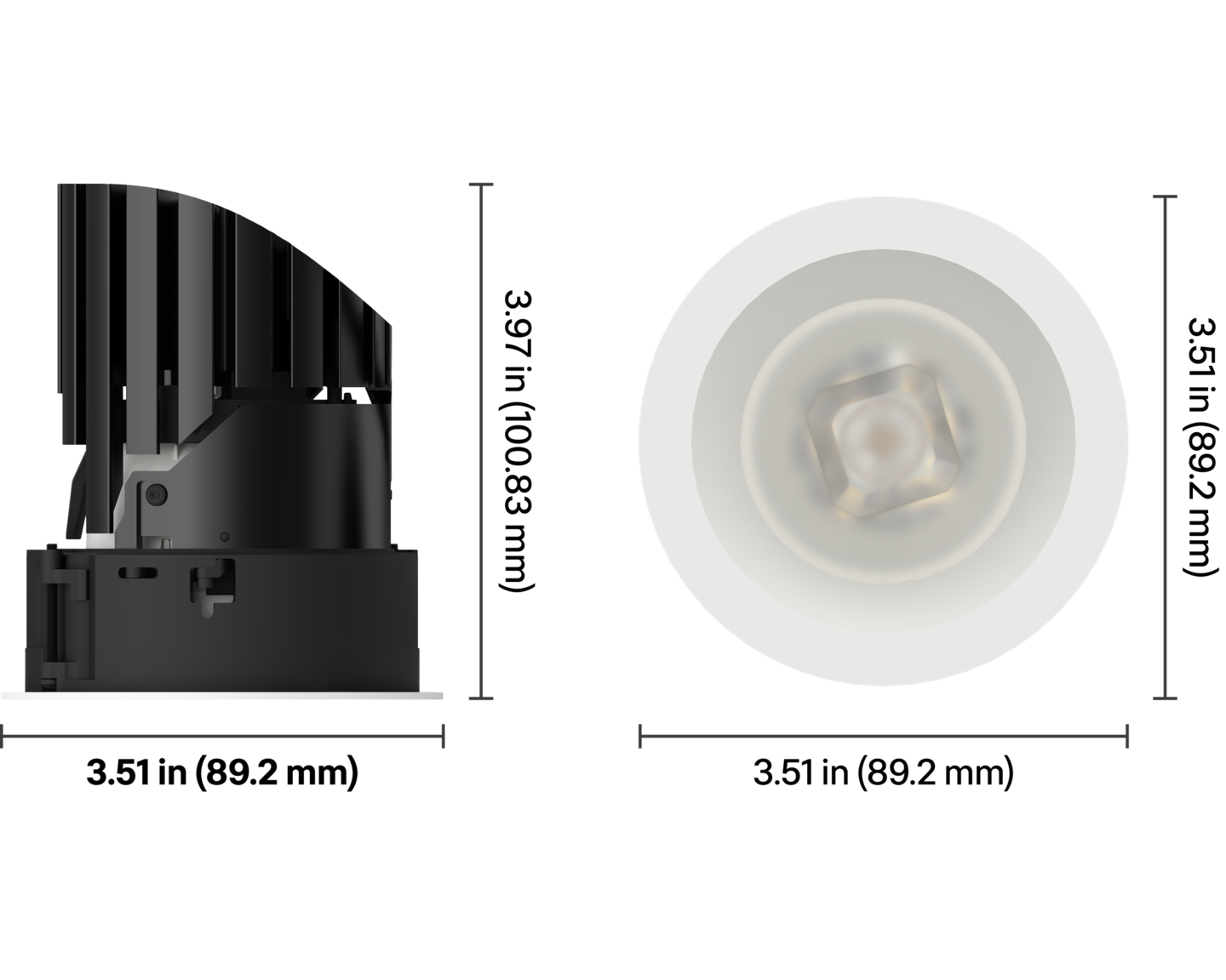 Ketra D2 Adjustable Remodeler Downlight – 2” Aperture - Dimensions