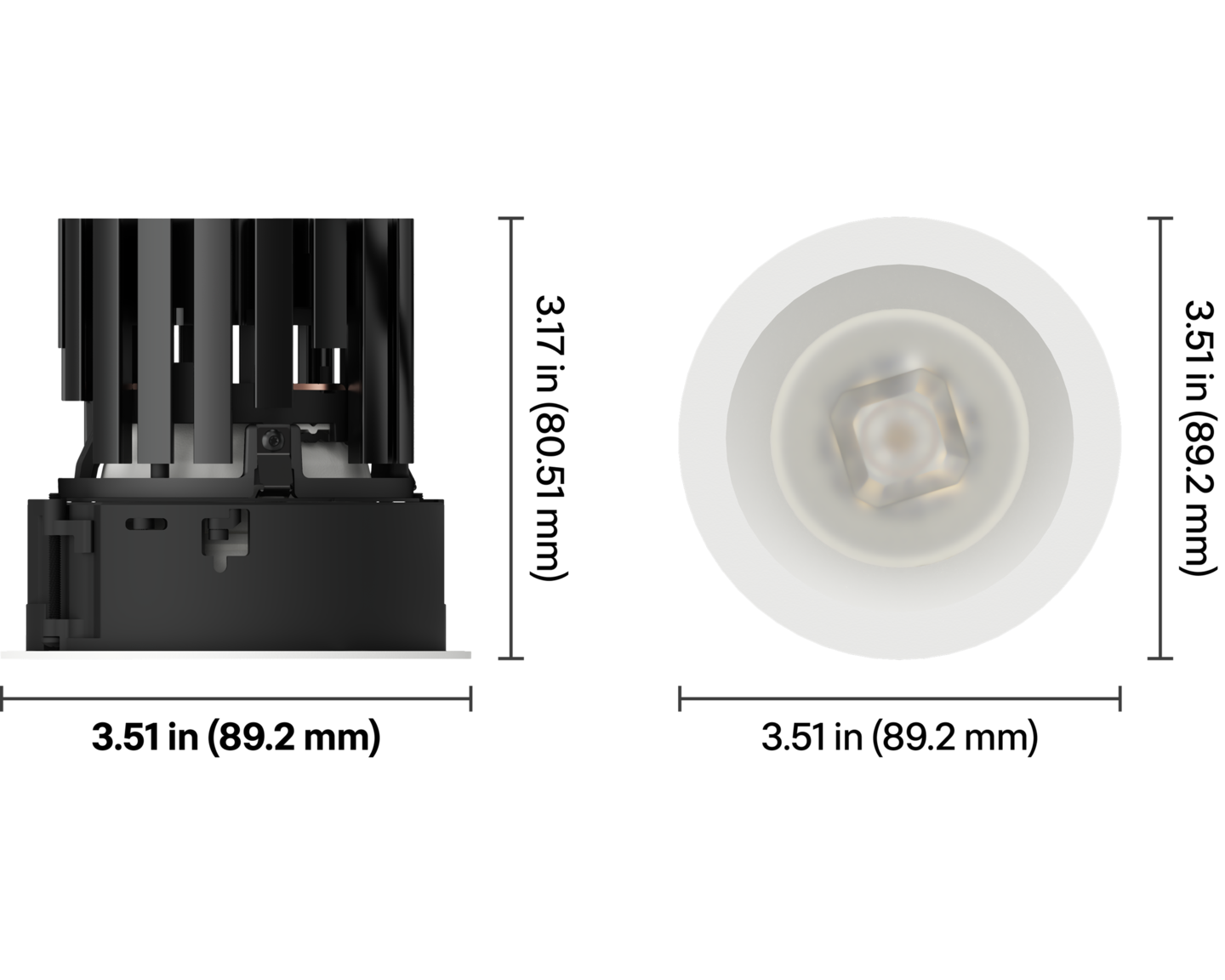 Ketra D2 Fixed Remodeler Downlight – 2” Aperture - Dimensions