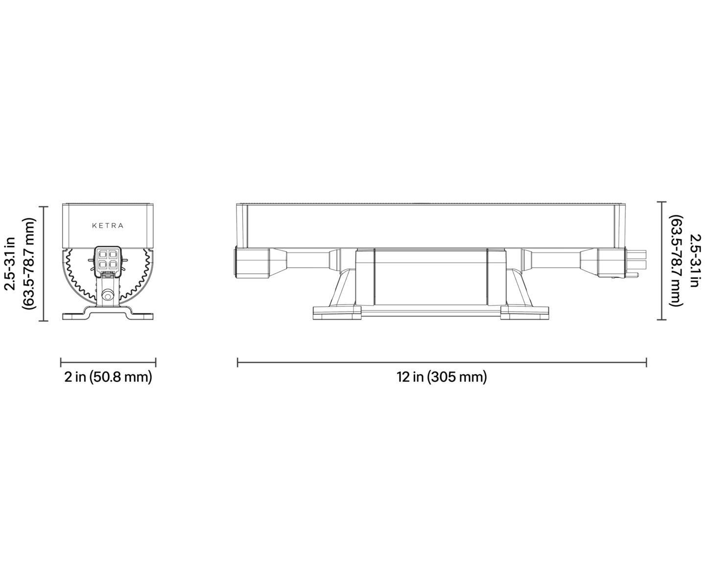 Ketra G2 Linear – Wide Flood (700 lumens/ft) - Dimensions