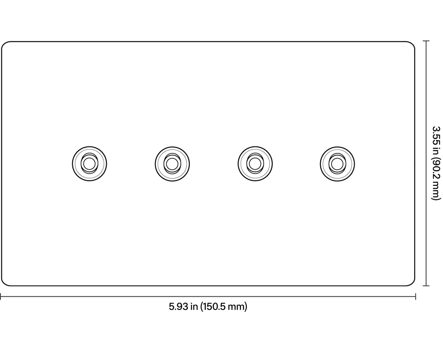 Aviena Horizontal Rectangle Keypad - Dimensions