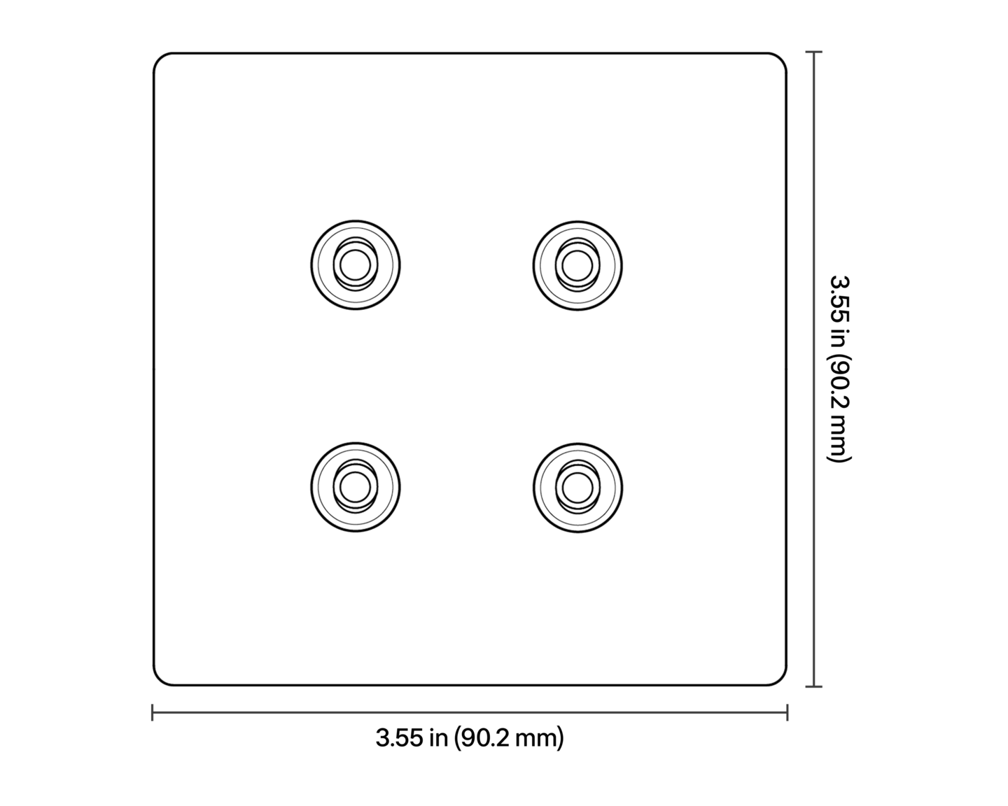Aviena Square Keypad - Dimensions