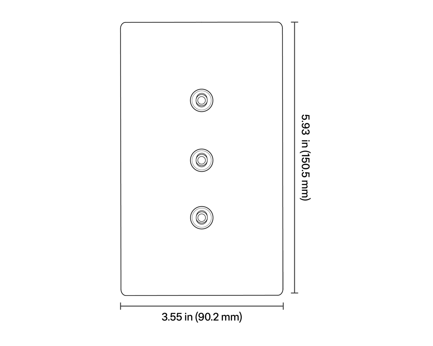 Aviena Vertical Rectangle Keypad - Dimensions
