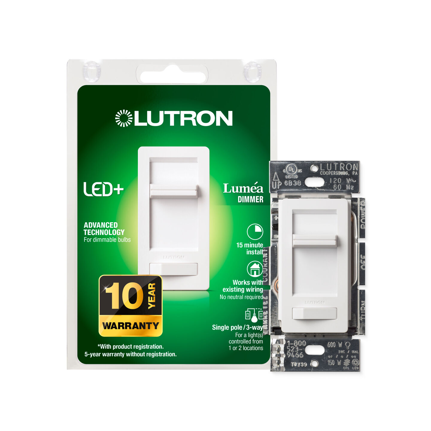 Lumea LED+ 3-Way Dimmer - LECL-153PH-WH