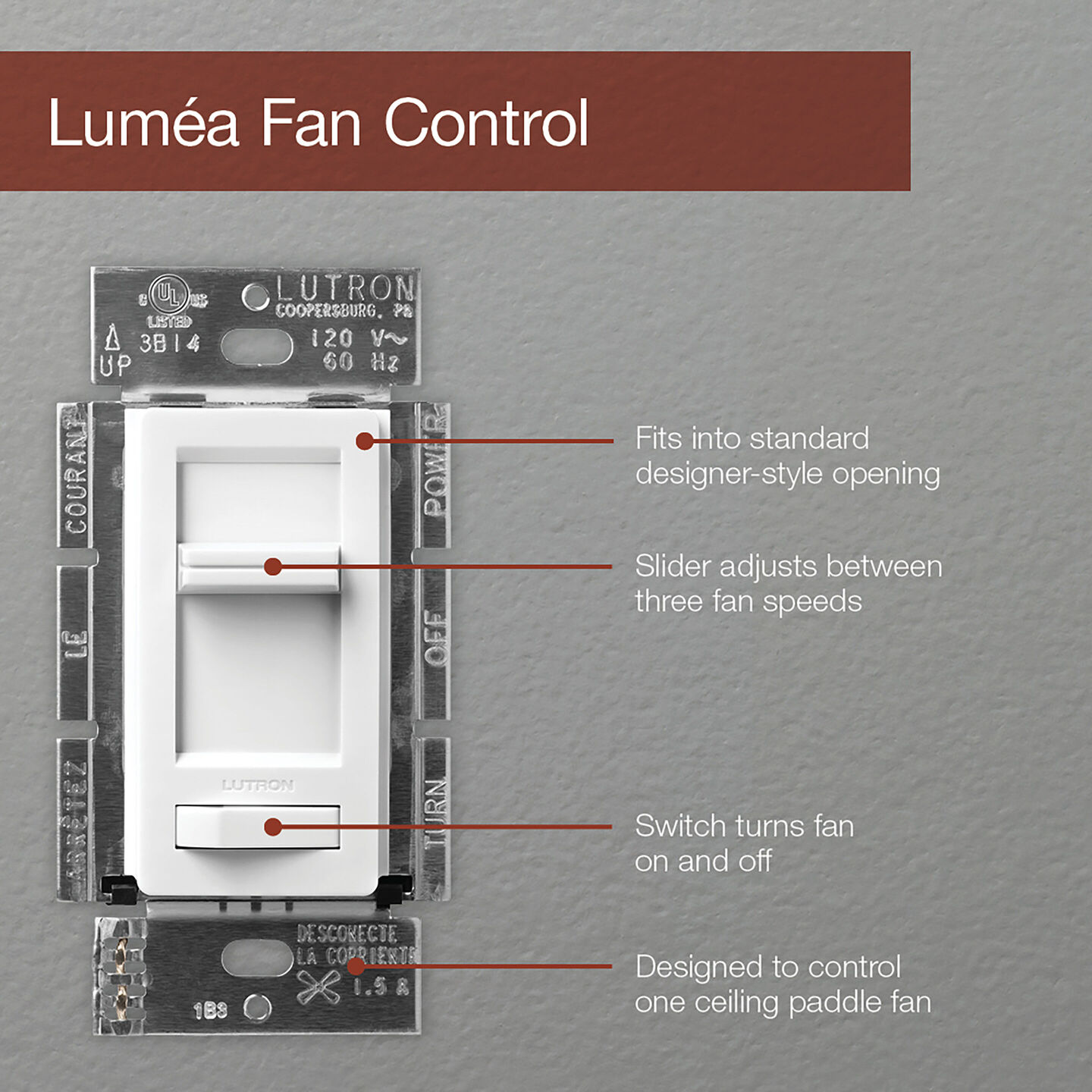 Lumea Quiet 3-Speed Fan Control - LEFSQ-FH-LA
