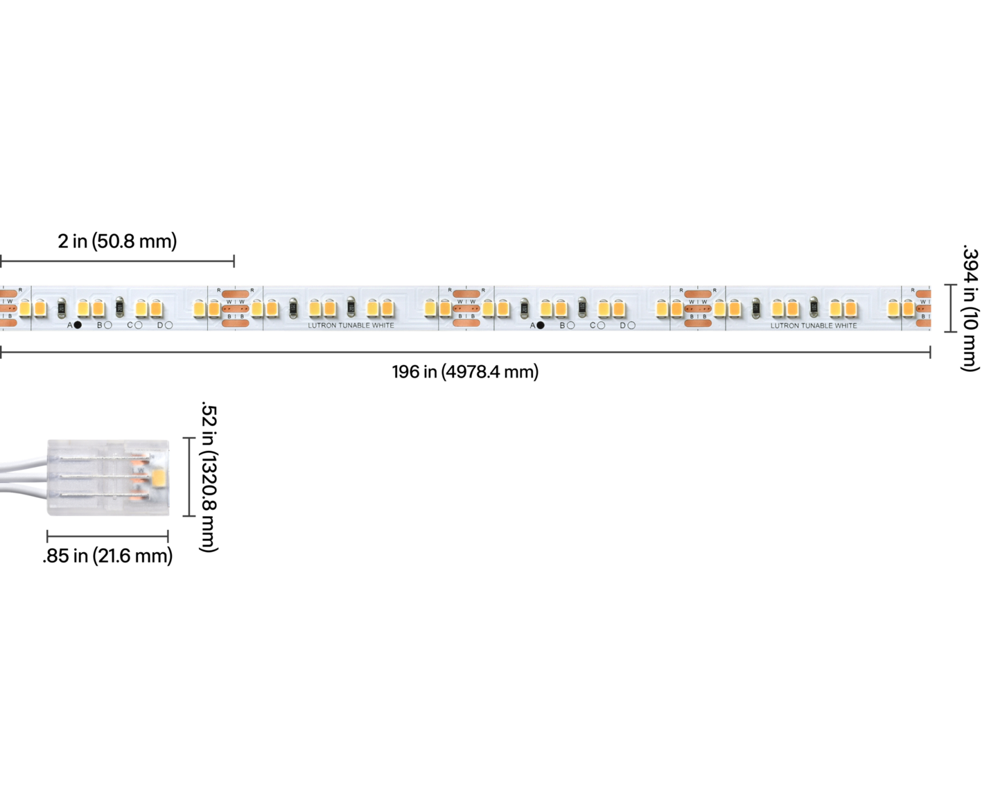 Lumaris Tape Light – Tunable White LED - Dimensions