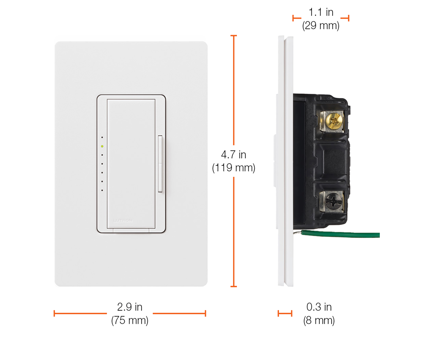 Maestro LED+ Dimmer - Dimensions