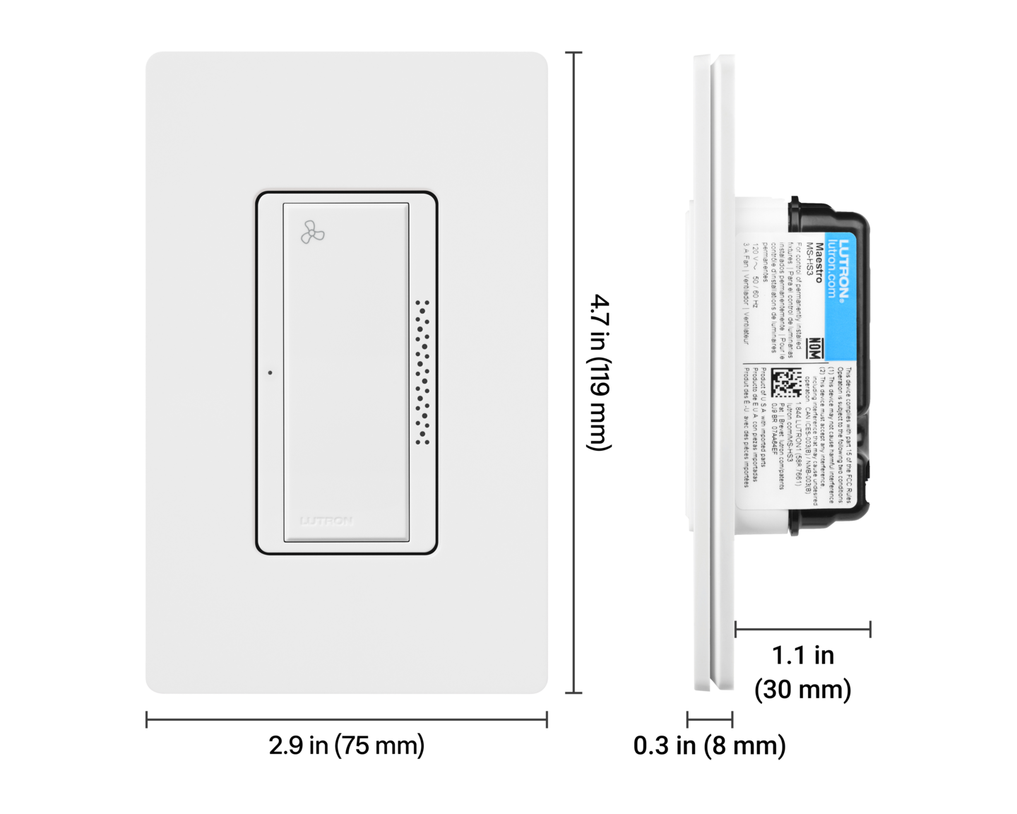 Humidity Sensor Switch - Dimensions