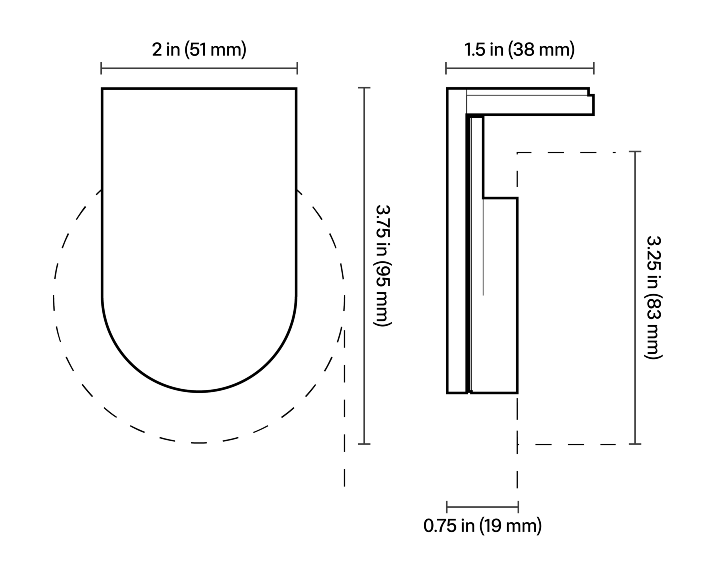 Palladiom Roller Shades - Battery Powered - Dimensions