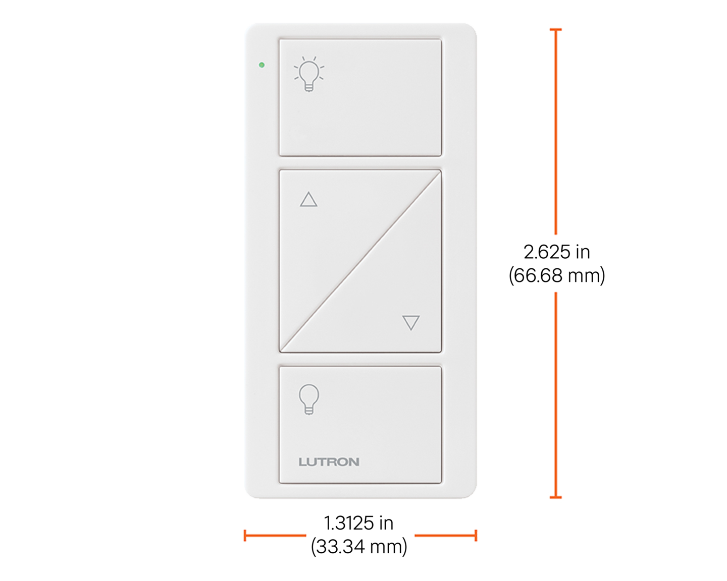 Pico 2/3 Button Wire-Free Battery Powered Remote - Dimensions