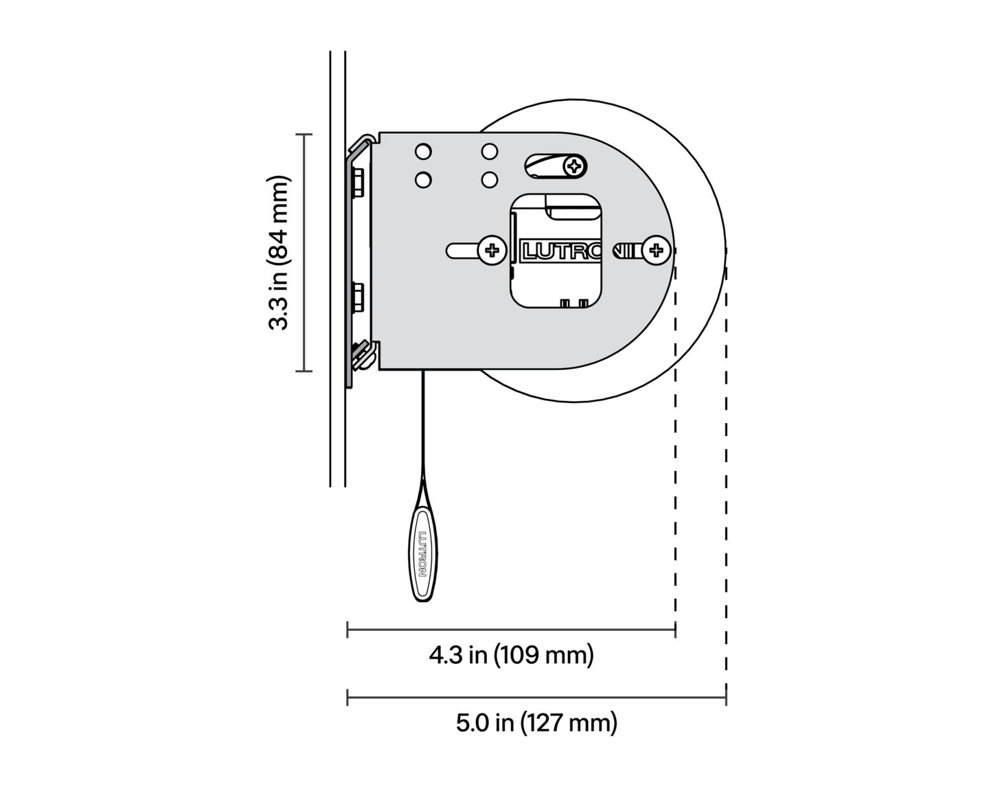 Sivoia Roller 100 Shades – No Top Treatment - Dimensions