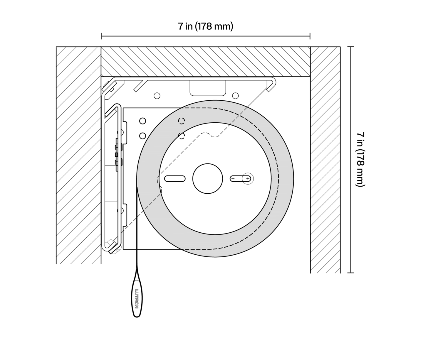 Sivoia Roller 225 Shades – Recessed Single Pocket, 7" - Dimensions
