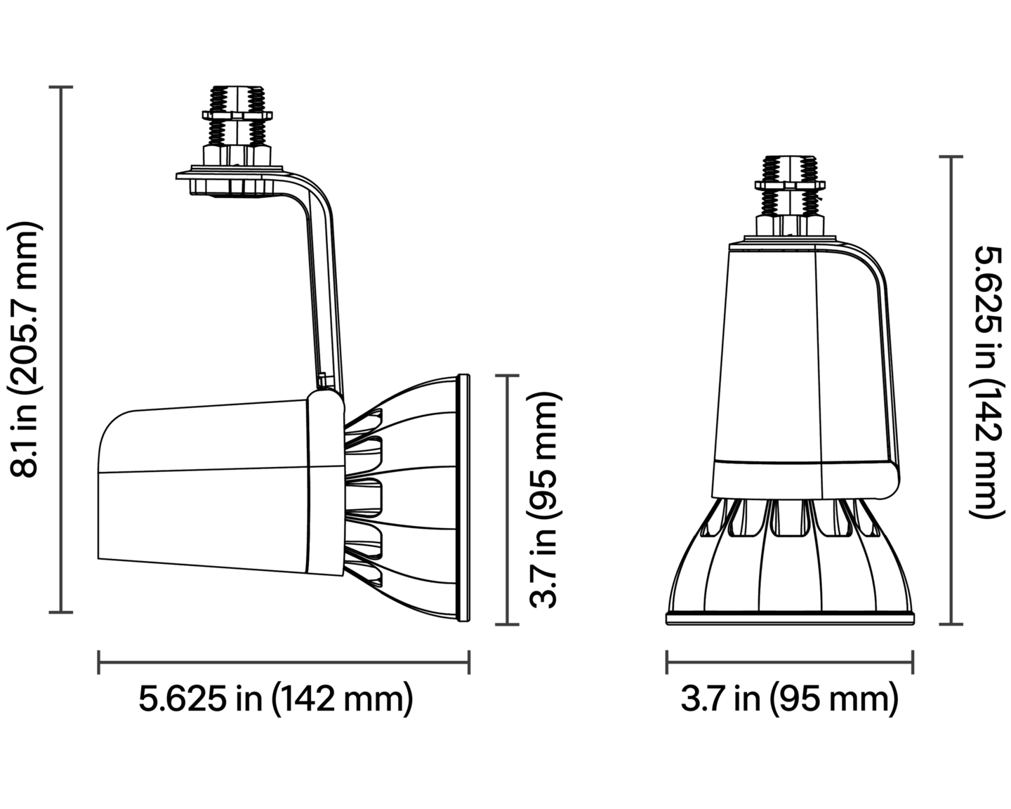 Ketra S30 Track Luminaire - Dimensions