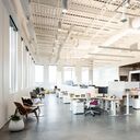 thumbnail-Open office with comprehensive lighting system featuring linear track luminaries and natural daylight integration