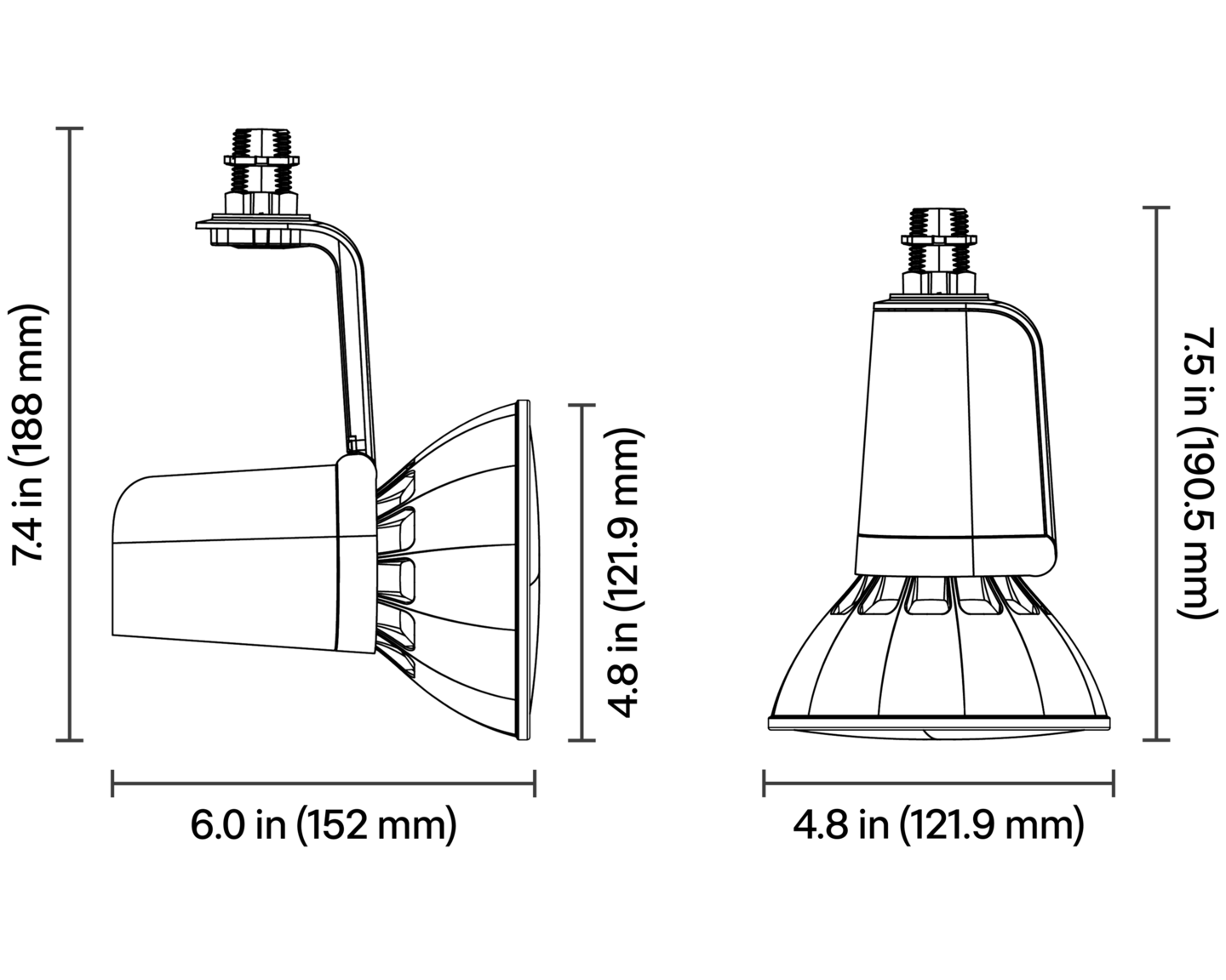 Ketra S38 Track Luminaire - Dimensions