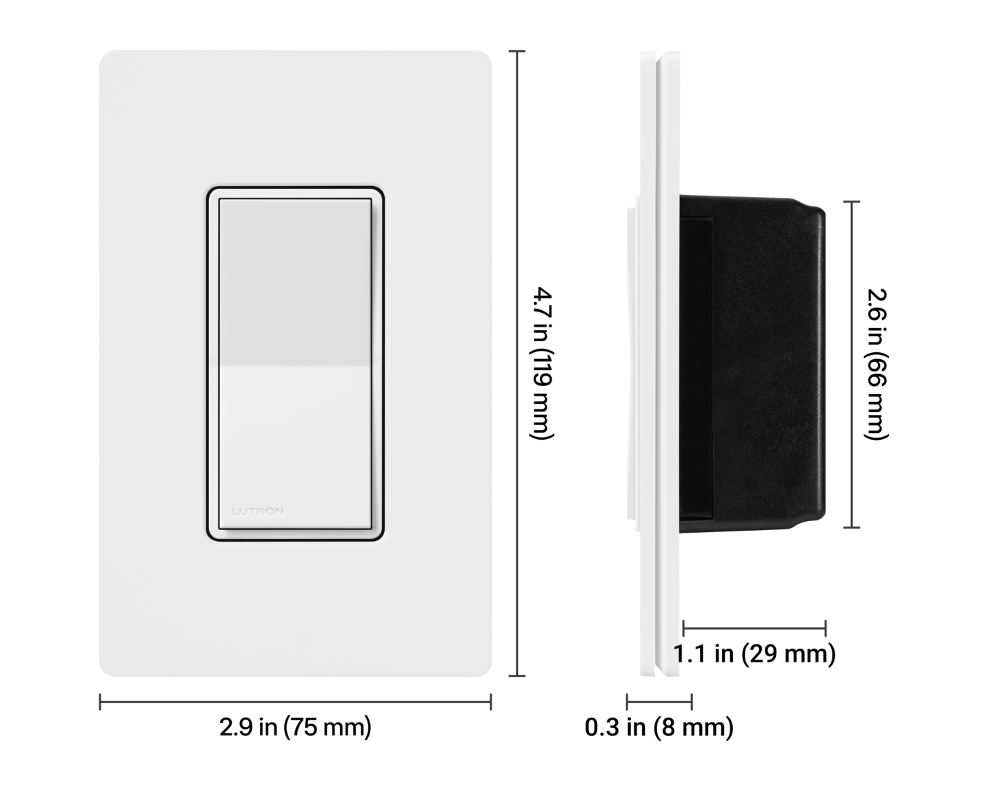 Sunnata Accessory Switch - Dimensions