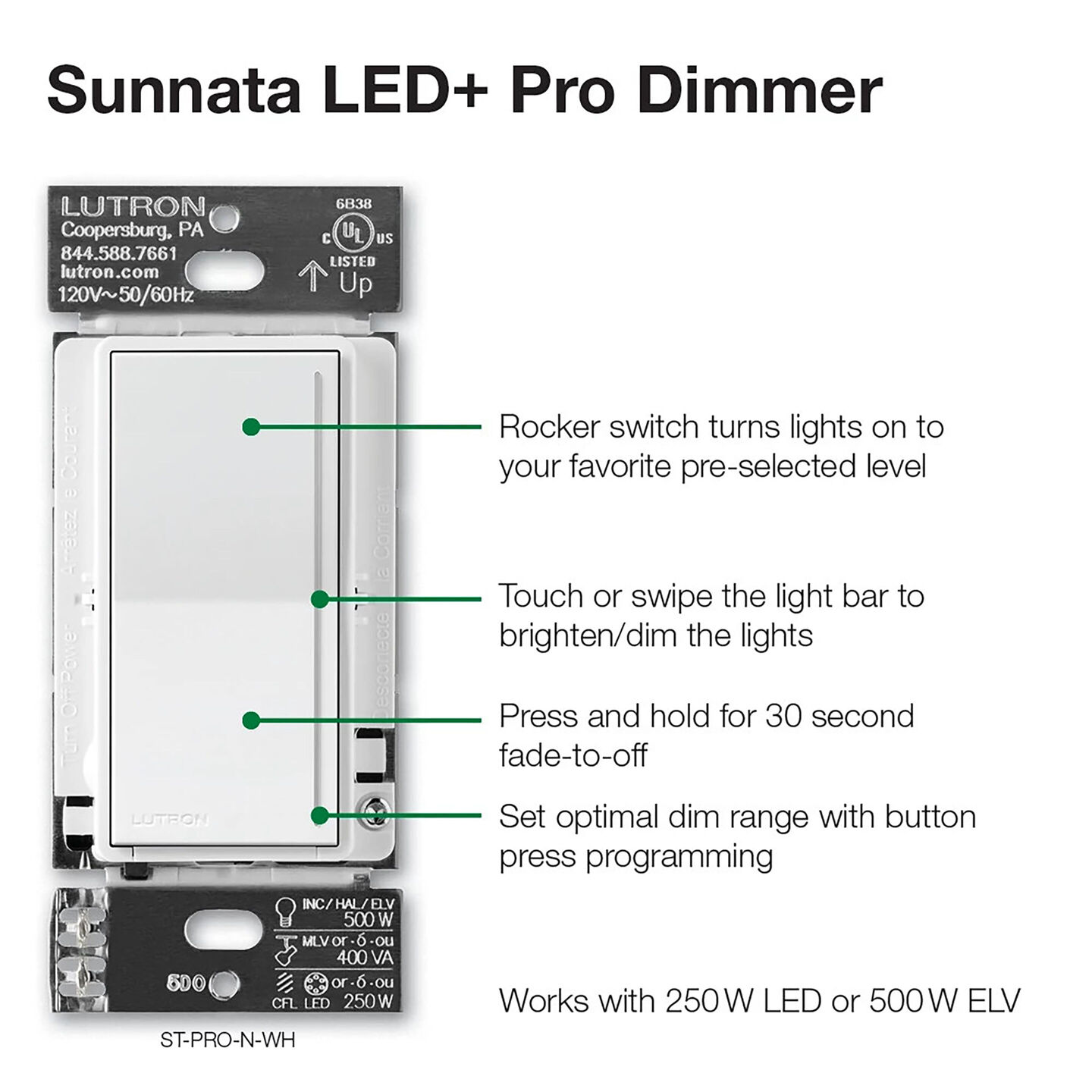 Sunnata PRO LED+ Touch Dimmer - ST-PRO-N-PB