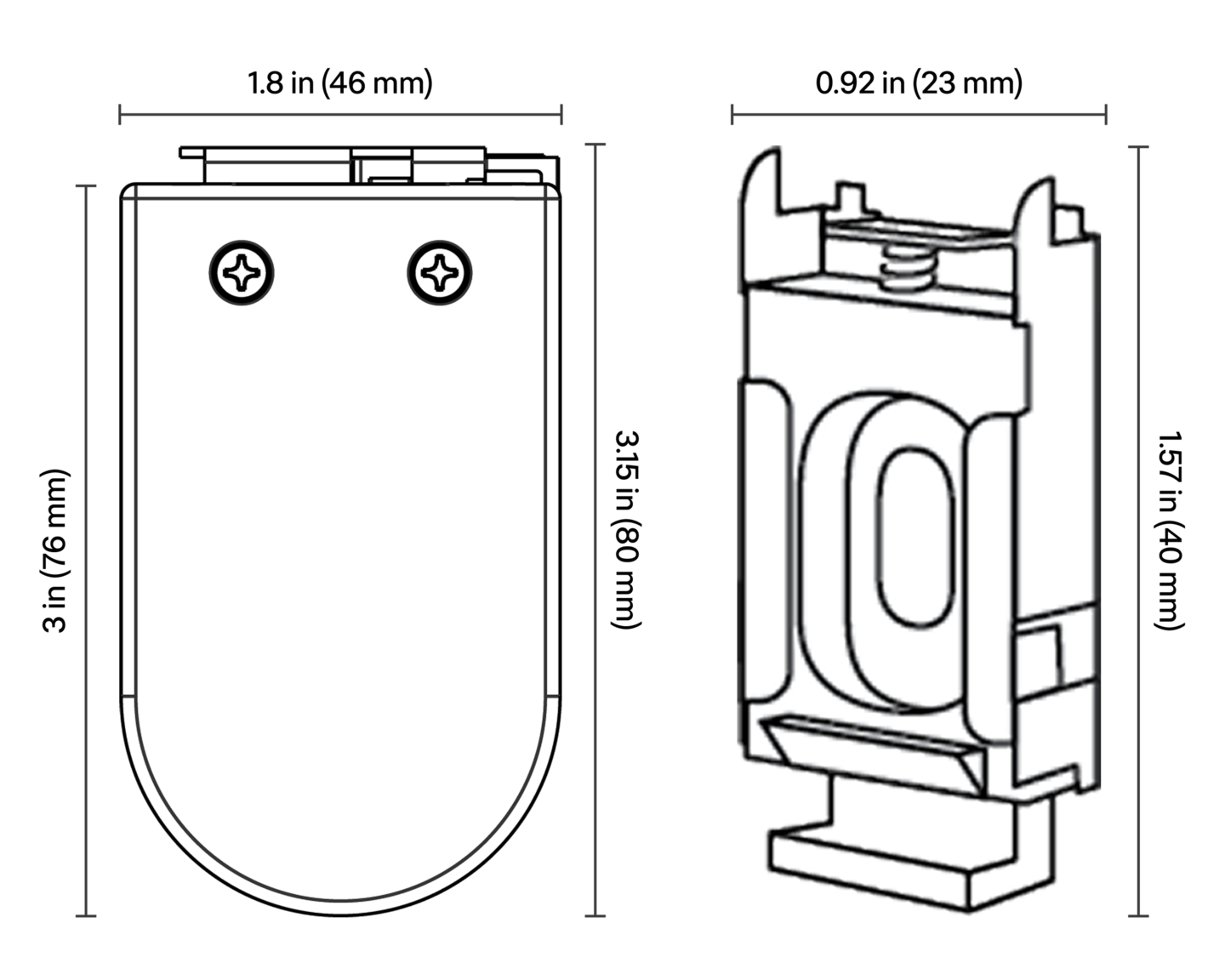 Triathlon Roller Shades - Exposed Headrail, Cordless Manual - Dimensions